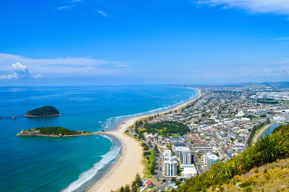 coastal city with sea from above