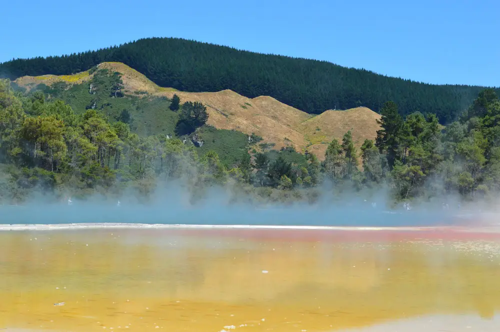 geothermal pool with colourful water