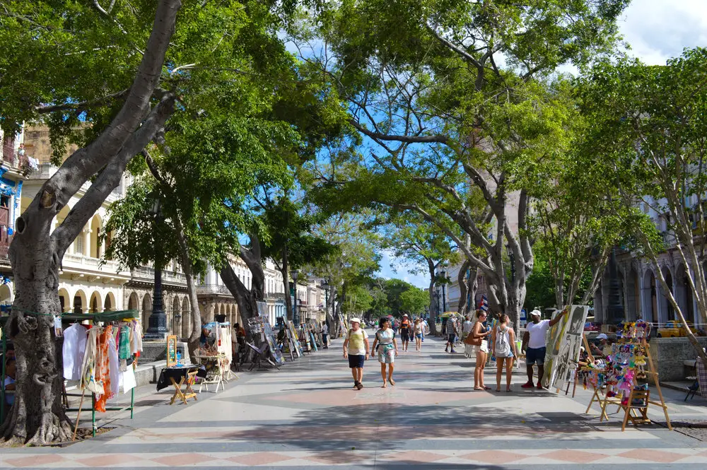 Galleries and souvenirs displayed in Havana in Cuba