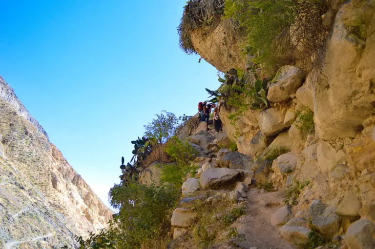 steep path up the mountain in colca canyon