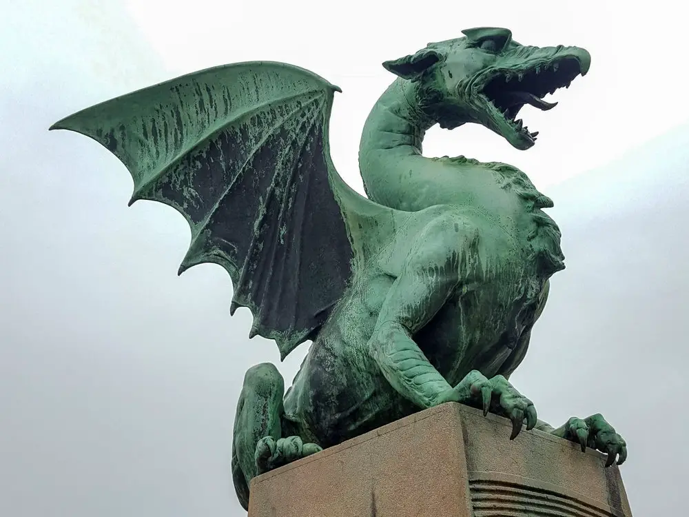 copper dragon monument in slovenia