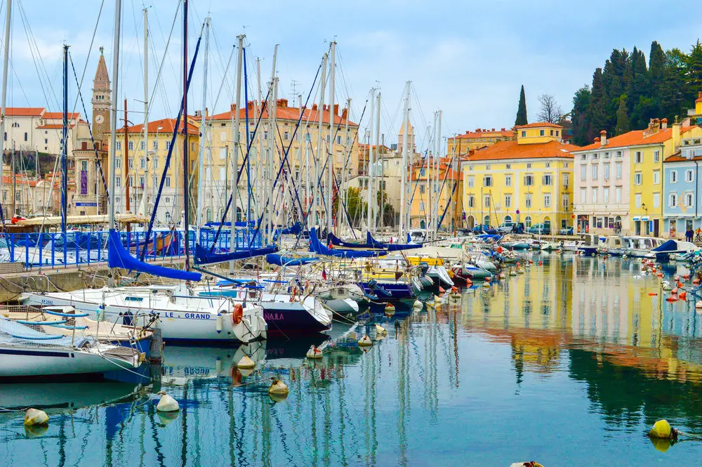 yachts in harbour in Piran, Slovenia