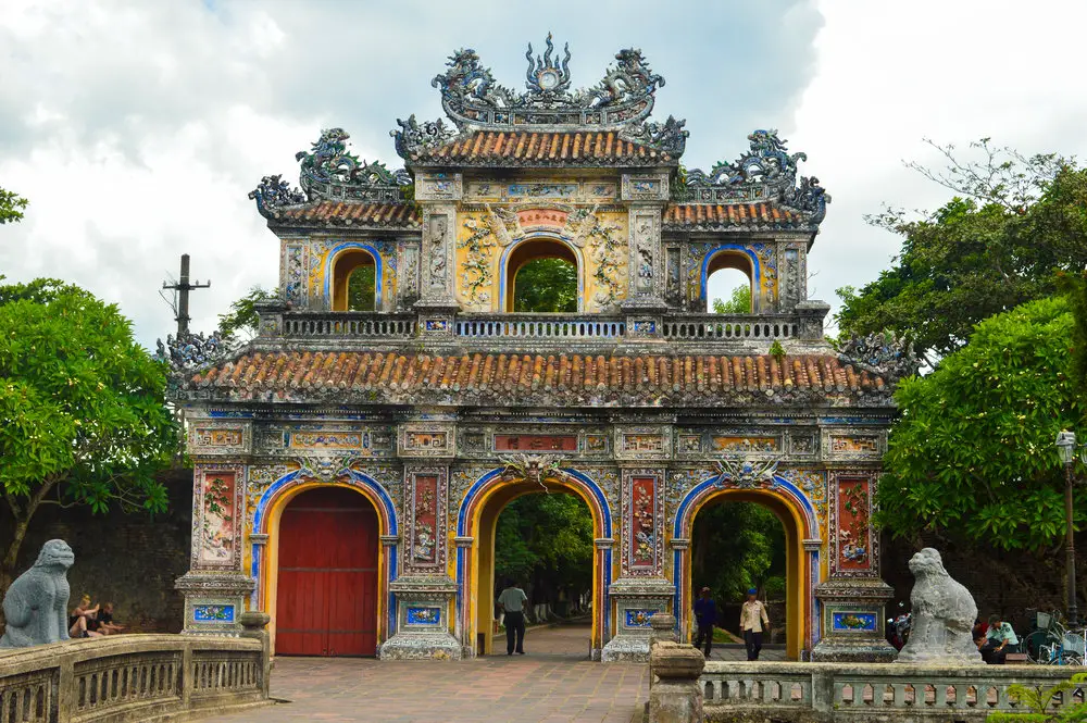 ornate entrance archway of hue vietnam