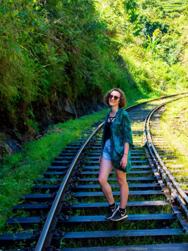 posing on the railway track in ella