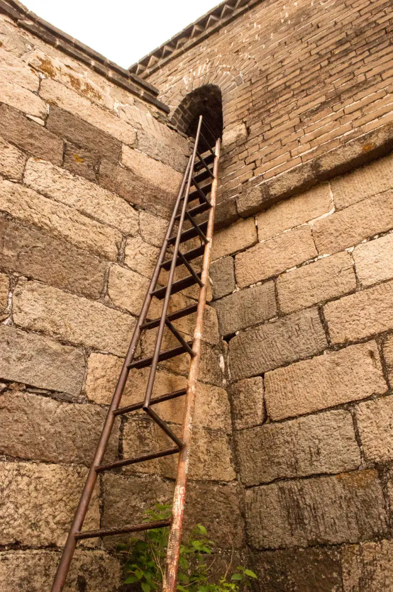 metal ladder leading up the great wall of china