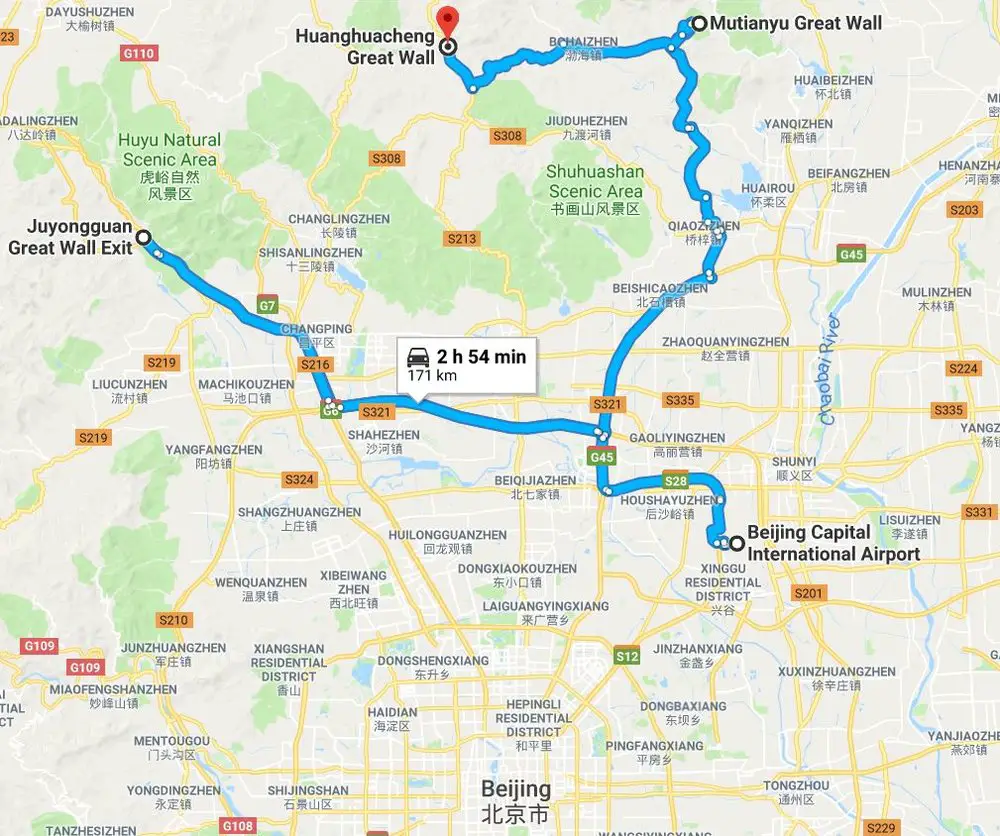 great wall of china google map