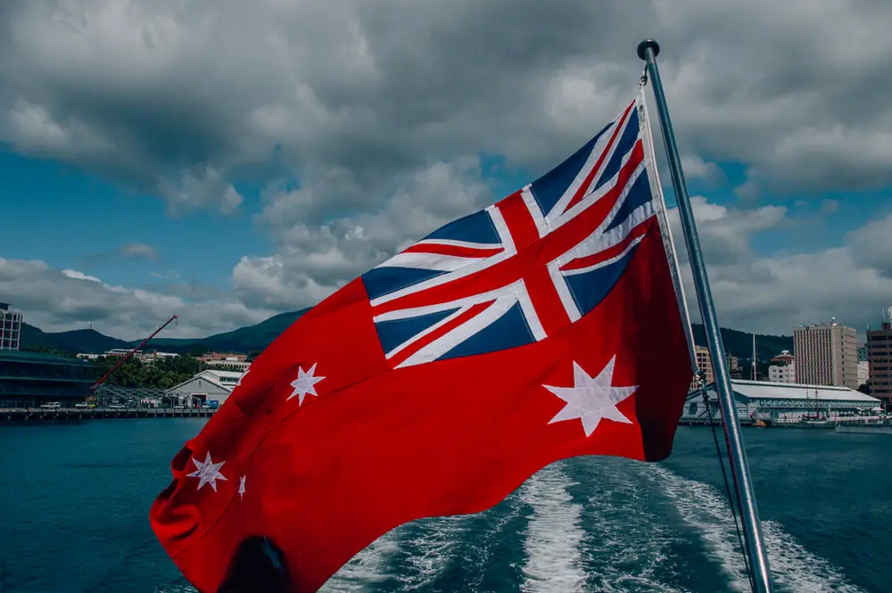MOMA ferry from hobart with flag