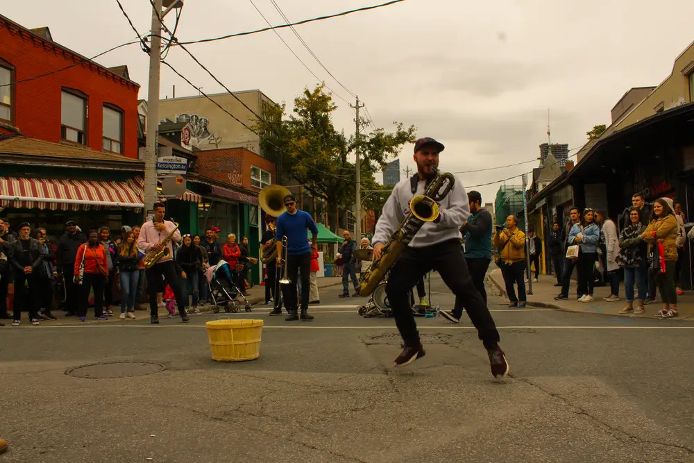 street brass band playing in toronot