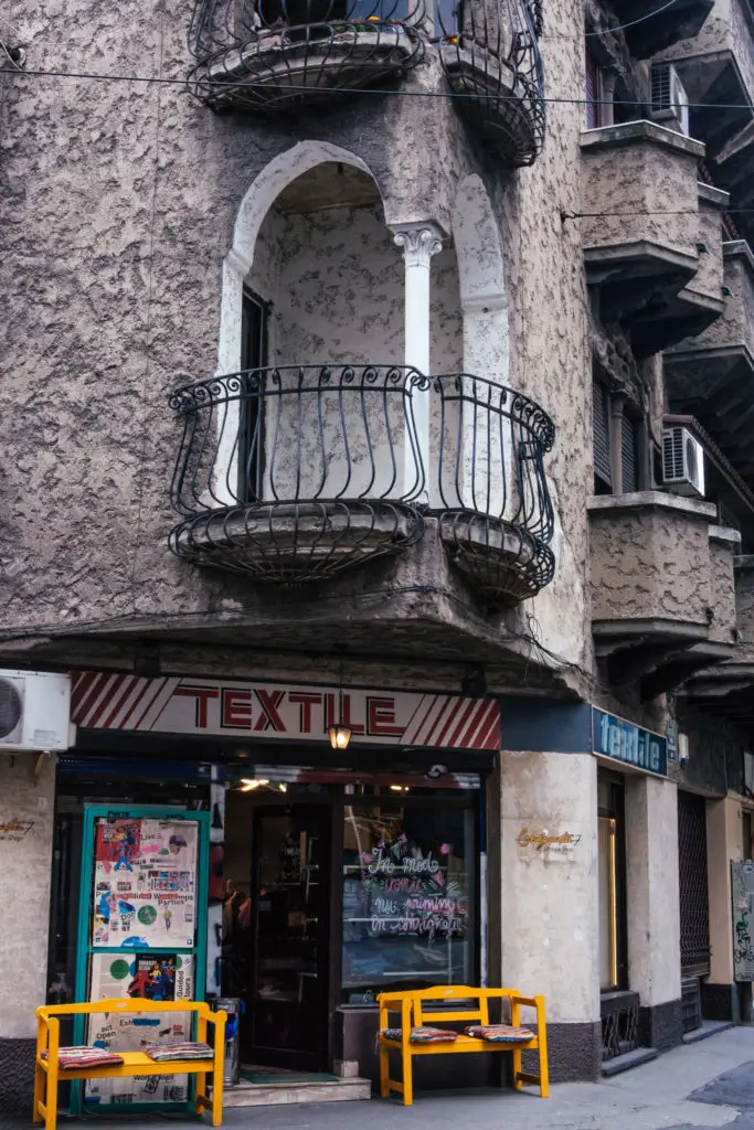 old textile shop within art nouveau building