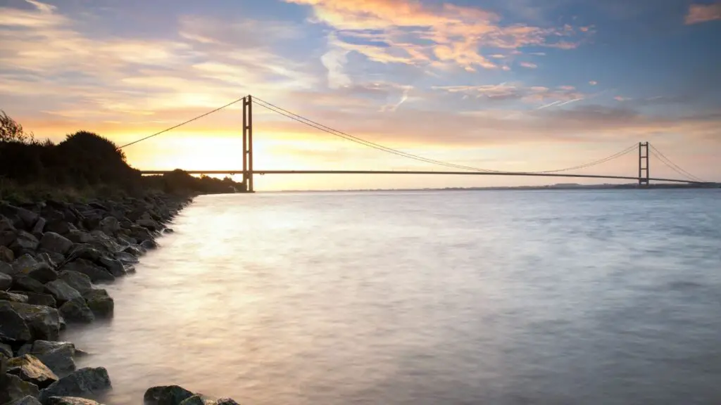 sunset over Hull bridge in Yorkshire