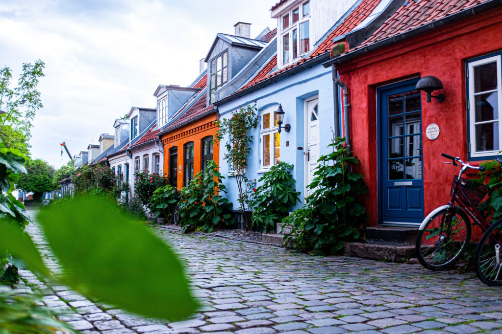 colourful houses on a street in Denmark