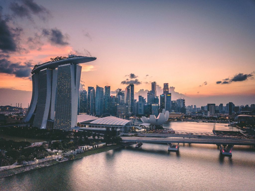 singapore city at sunset