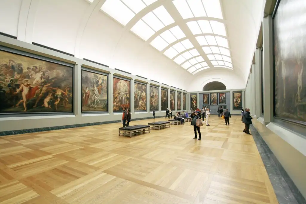large art gallery with people at the back
