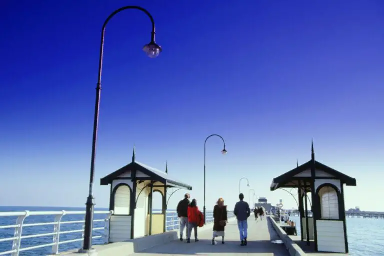 St Kilda pier Melbourne with a blue sky