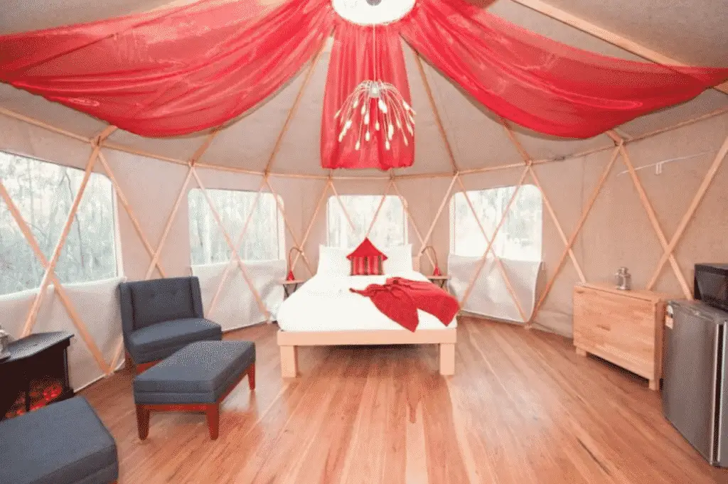 circular yurt accommodation in Echuca