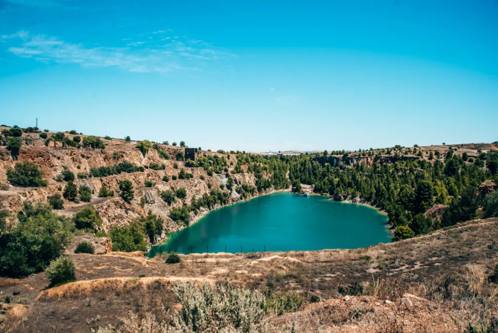 Turquoise water in old copper mine