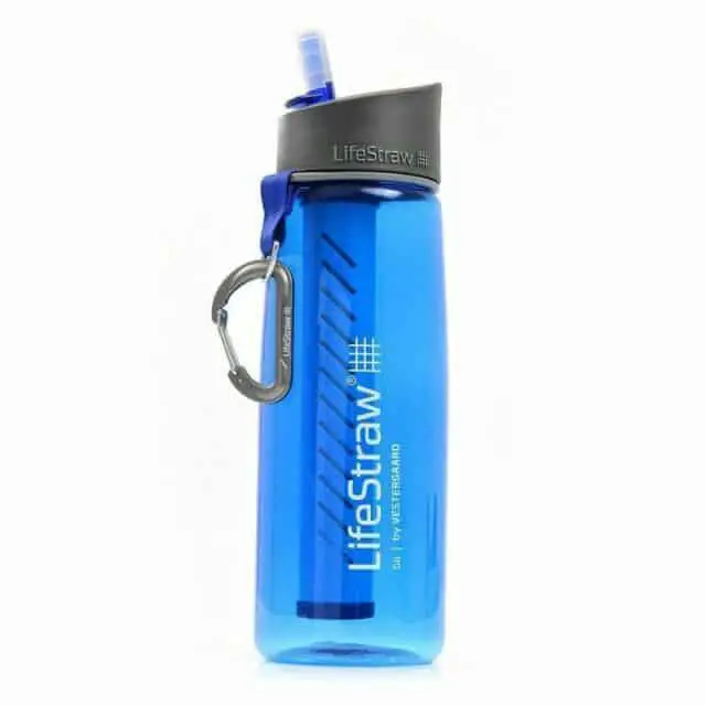 blue filtered lifestraw go water bottle