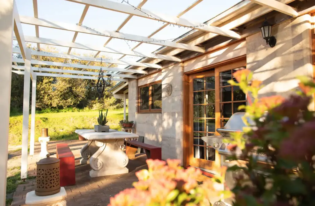 sunny outdoor deck