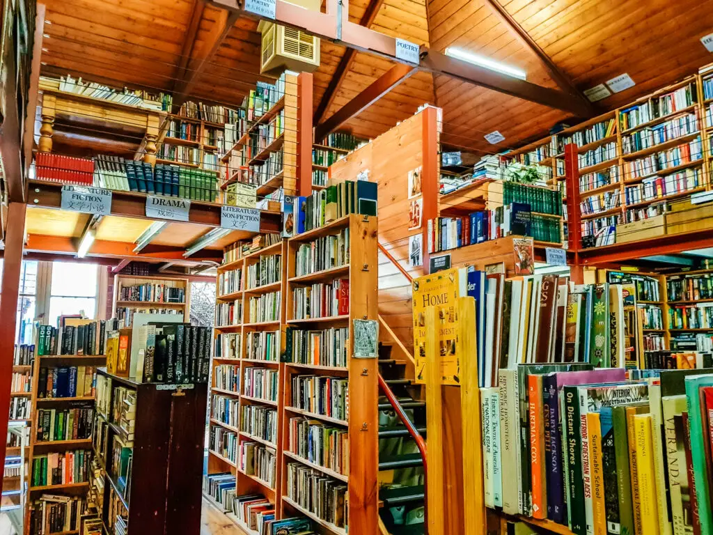 old antique book store with shelves of second hand books