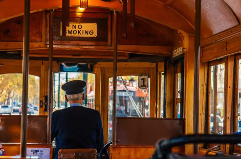 a conductor operating a heritage tram in Bendigo