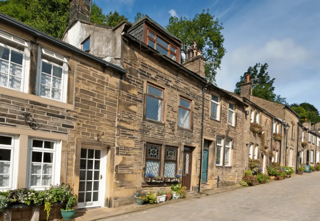 row of stone houses in Haworth village