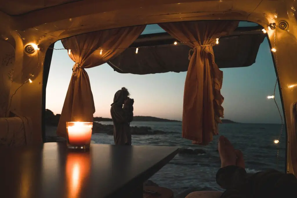 campervan on Tasmanian beach