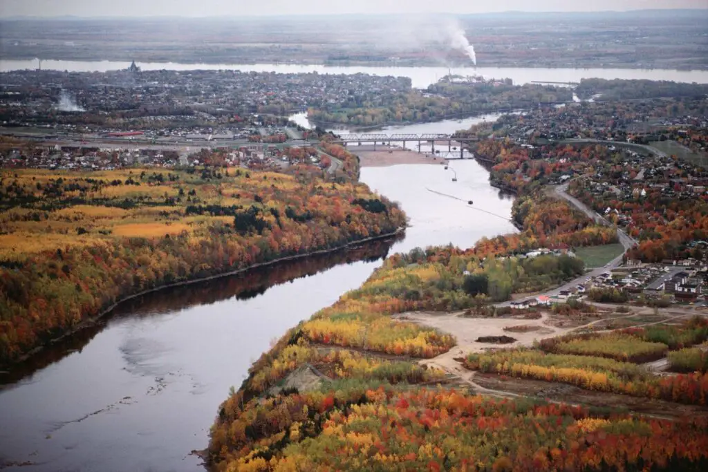 ariel shot of Trois-Rivieres city in Canada