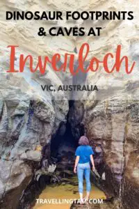 Dinosaur footprints and The Caves at Inverloch, Australia 