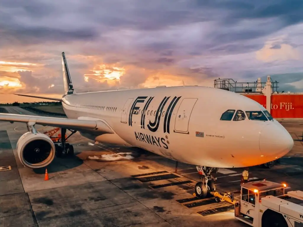 Fiji Airways Aeroplane at sunset