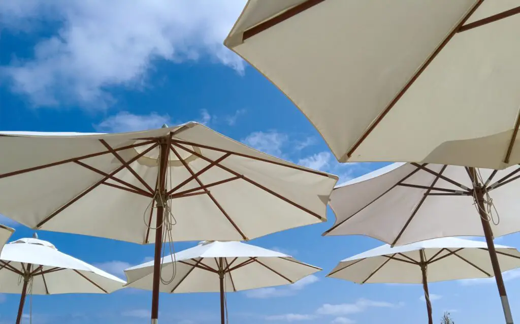 parasol on beach in spain