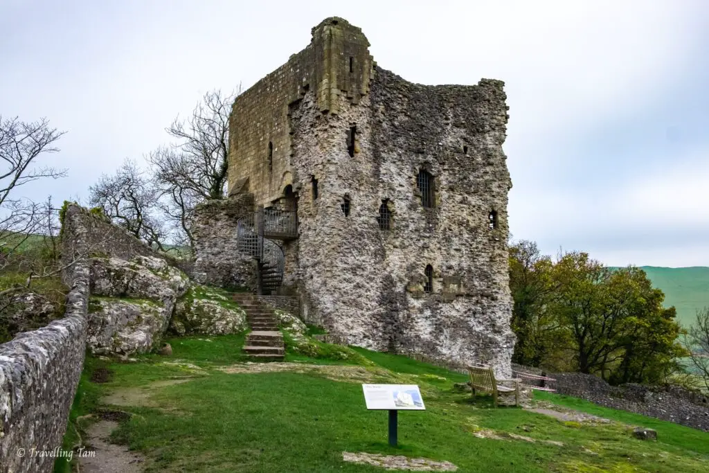 Exterior of Peveril Castle Keep in Castleton, Derbyshire