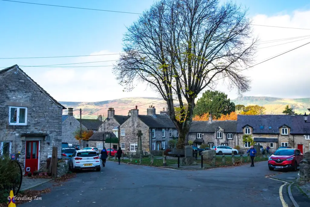 Castleton Village centre with war memorial