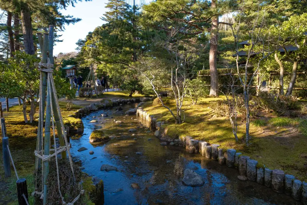 river in Kenrouken Garden in Kanazawa