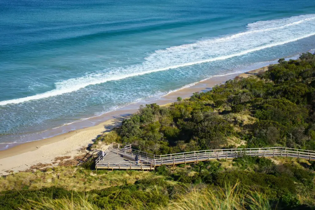 bruny island beach from above on a bruny island food tour