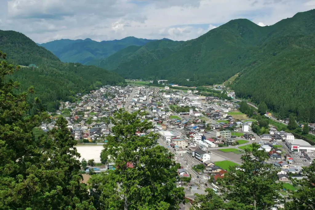 Ariel image of Gujo Hachiman town Japan